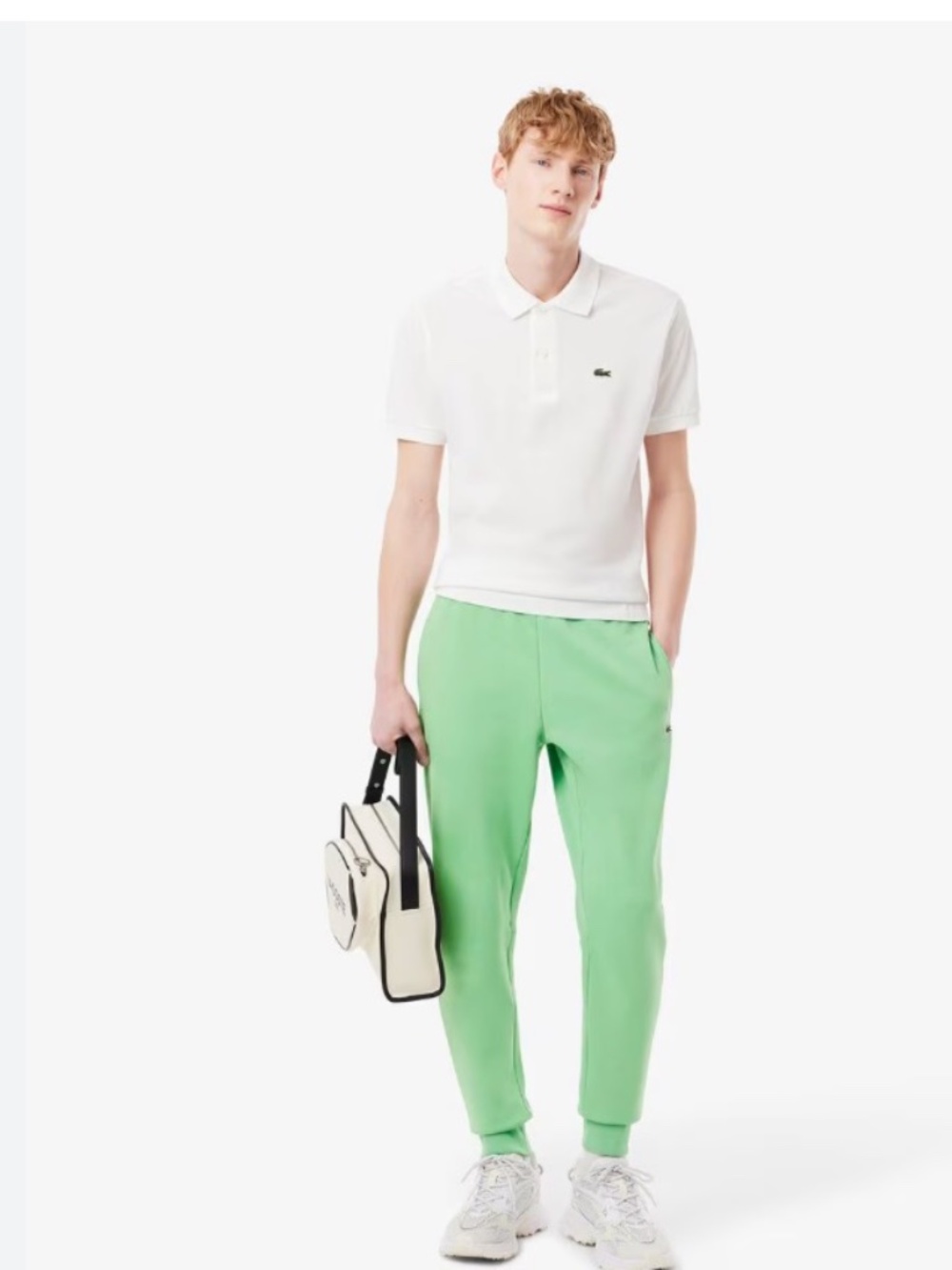 Men’s Mint Green Tapered Jogger Sweatpants Crocodile Logo Lacoste Size M
